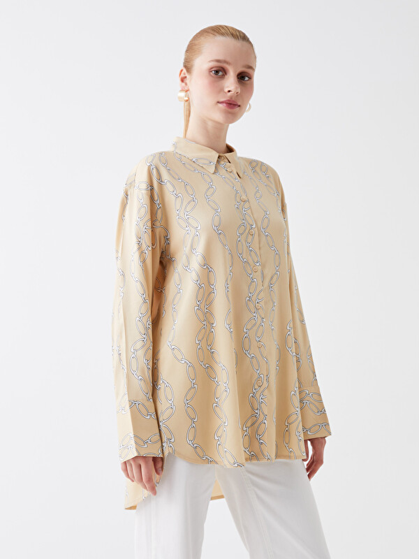 LCW Modest Tunique Chemise à Manches Longues Imprimée pour Femmes