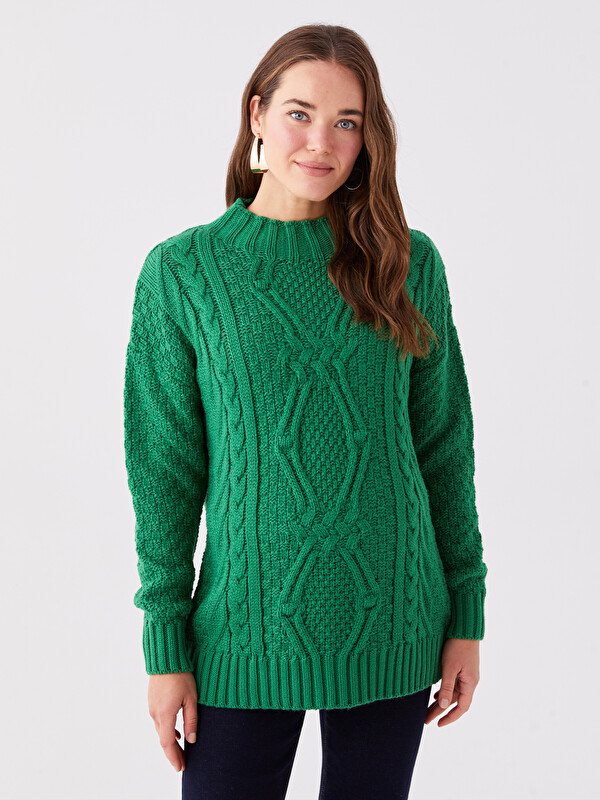 LCWAIKIKI Maternity Crew Neck Self Patterned Long Sleeve Maternity Tricot Sweater