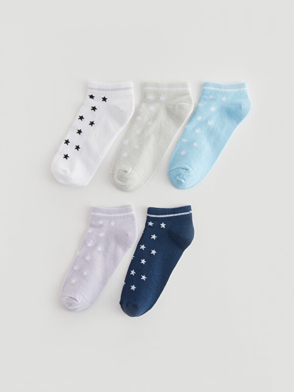 LCW Kids Patterned Girls' Trainer Socks 5 Pack