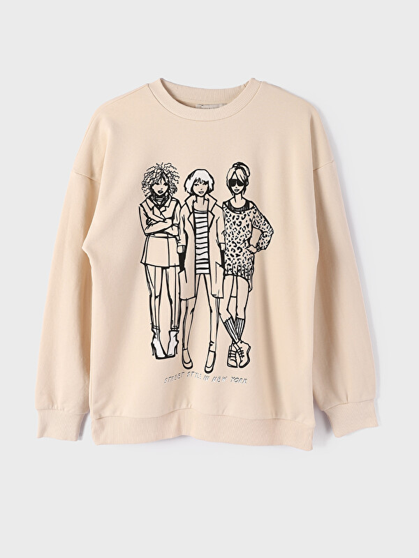 LCW Vision Crew Neck Printed Long Sleeve Women's Sweatshirt