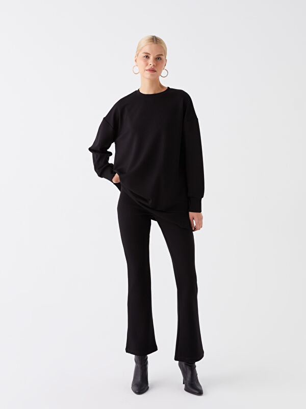 LCW Modest Elastic Waist Spanish Flared Leg Interlock Women's Sweatpants
