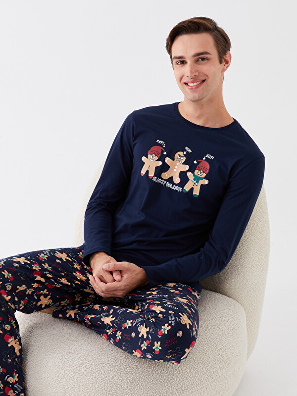 LC WAIKIKI Standart Kalıp Yılbaşı Temalı Erkek Pijama Takımı
