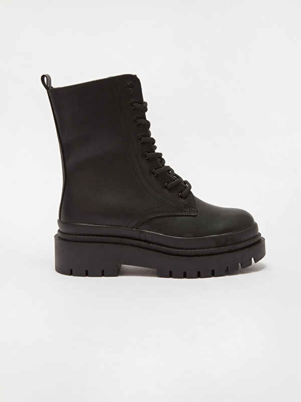 Deri Görünümlü Kadın Kar Botu - Görsel 3