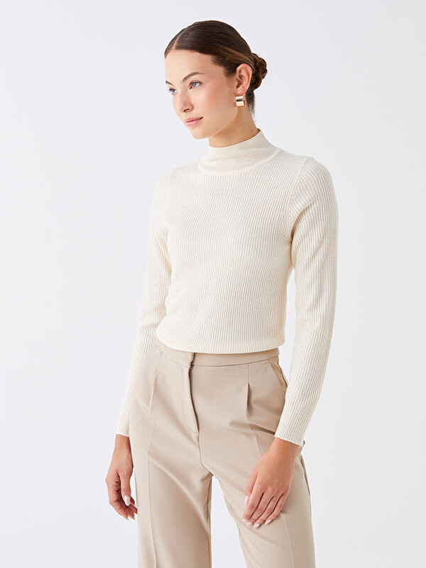 LCWAIKIKI Classic Pull-over en Tricot à Col Cheminée pour Femmes