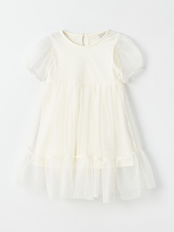 LCW baby Crew Neck Short Sleeve Baby Girls' Dress