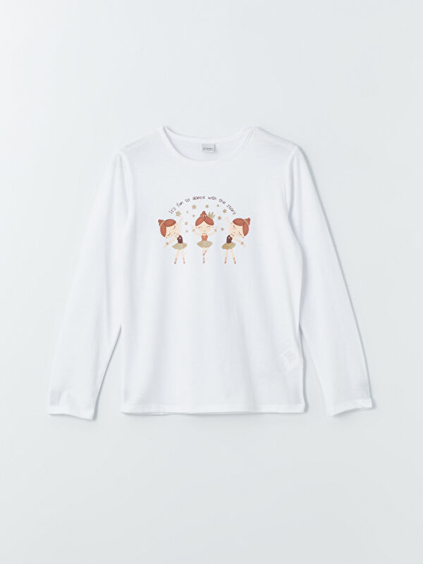 LCW Kids T-shirt à Manches Longues Imprimé à Col Rond pour Filles