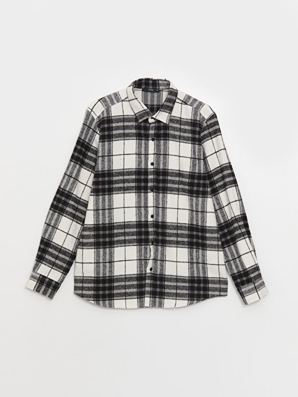 Kページ XSIDE Regular Fit Long Sleeve Plaid Men's Flannel Shirt
