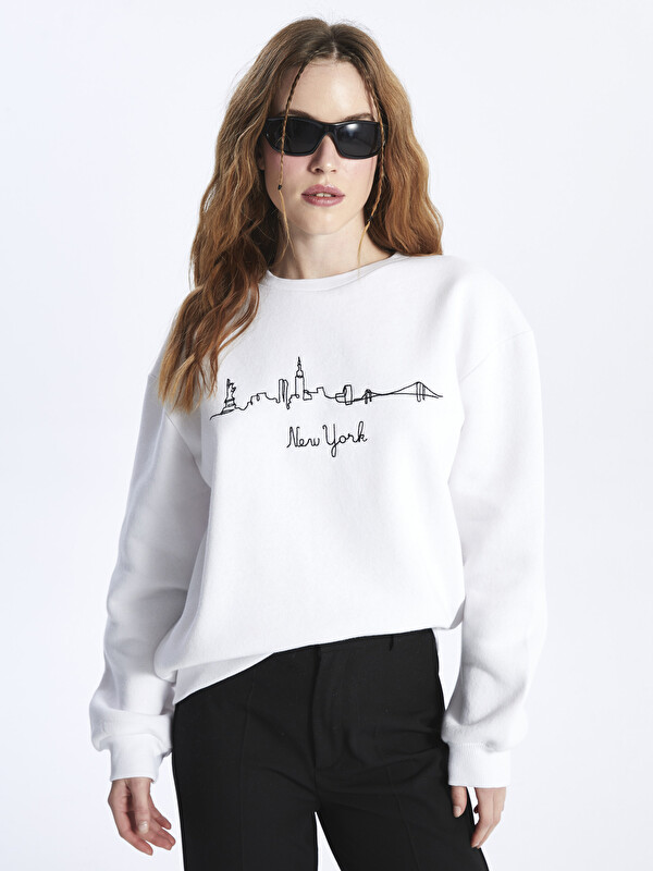 XSIDE Crew Neck Embroidered Women's Thick Sweatshirt