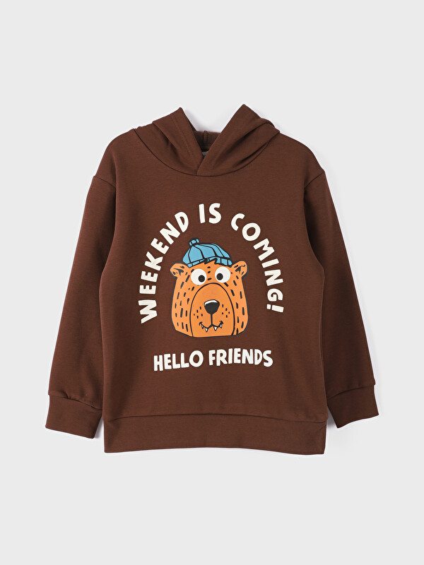 LCW Kids Hooded Printed Boys' Sweatshirt