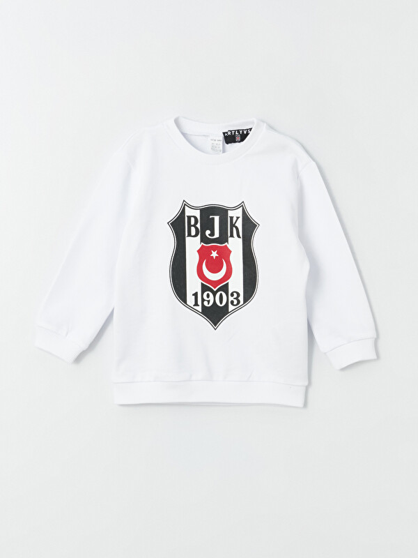 LCW baby Beyaz Bisiklet Yaka Beşiktaş Baskılı Erkek Bebek