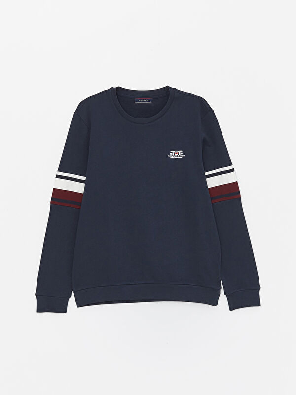 ぷー様ネイビーs SOUTHBLUE Crew Neck Printed Men's Thick Sweatshirt -W3JH82Z8
