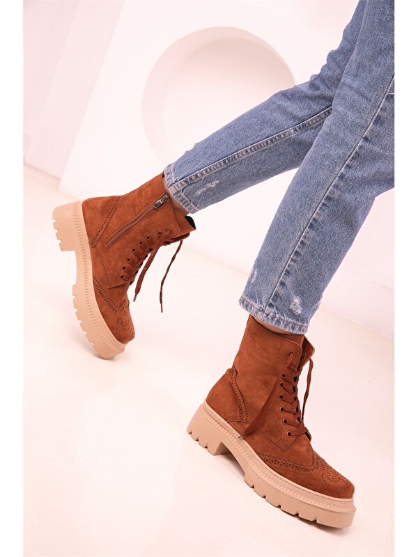 Süet Görünümlü Fermuarlı Kadın Bot - Görsel 6