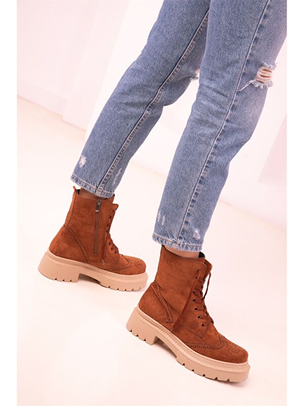 Süet Görünümlü Fermuarlı Kadın Bot - Görsel 7