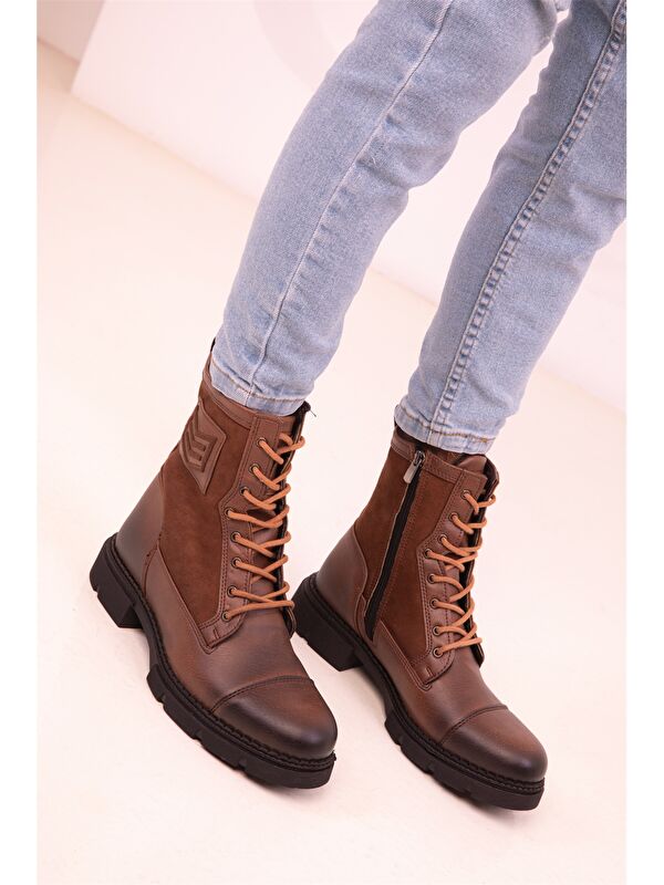 Deri Görünümlü Fermuarlı Erkek Bot - Görsel 3