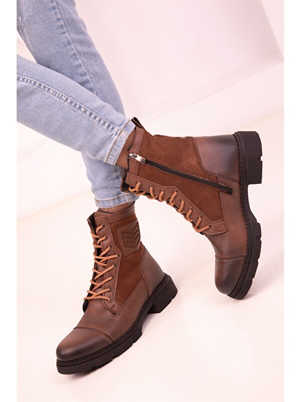 Deri Görünümlü Fermuarlı Erkek Bot - Görsel 4