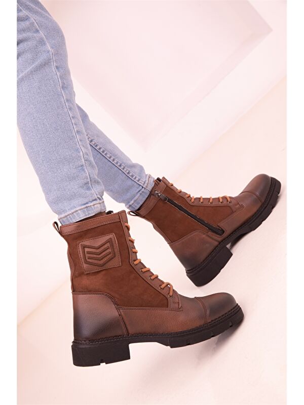 Deri Görünümlü Fermuarlı Erkek Bot - Görsel 6
