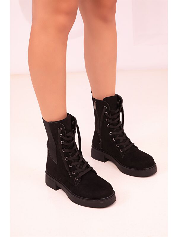 Süet Görünümlü Fermuarlı Kadın Bot - Görsel 4