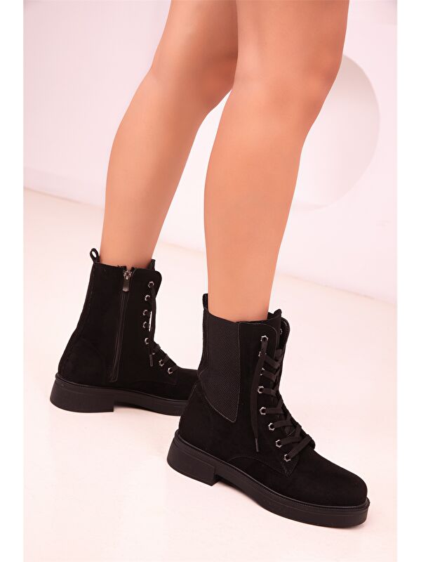 Süet Görünümlü Fermuarlı Kadın Bot - Görsel 5
