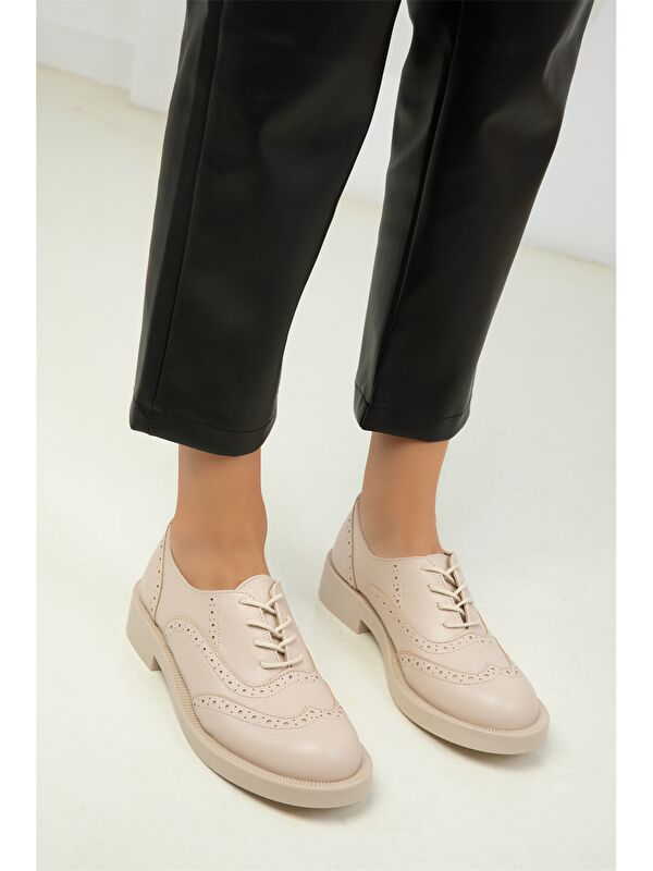 Deri Görünümlü Kadın Oxford Ayakkabı - Görsel 3