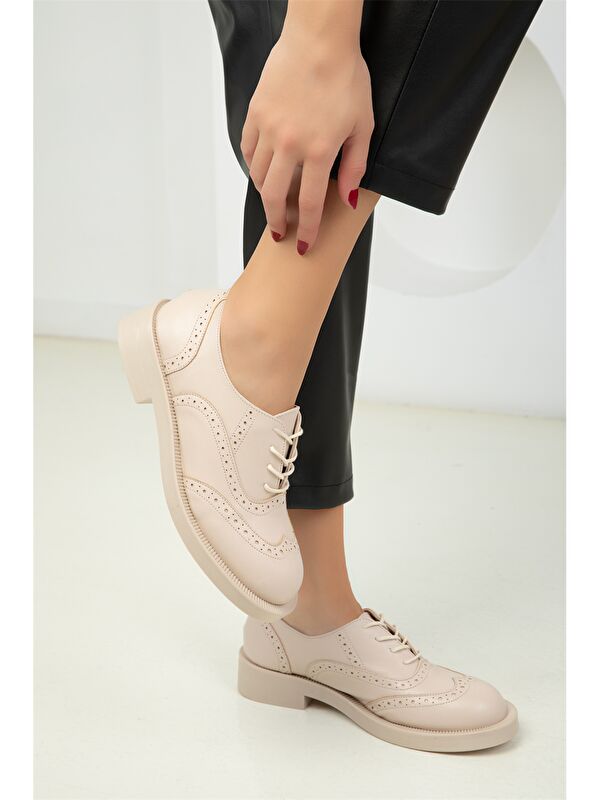 Deri Görünümlü Kadın Oxford Ayakkabı - Görsel 4