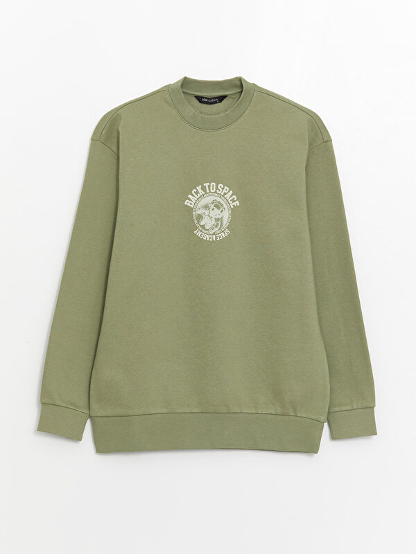 XSIDE Crew Neck Printed Men's Thick Sweatshirt -W3KD20Z8-GUY - LC