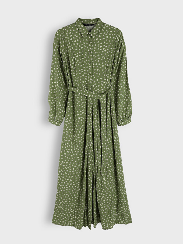 LCW Modest Patterned Long Sleeve Women's Shirt Dress