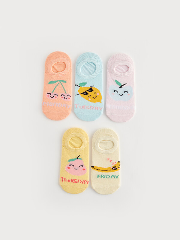 LCW Kids Desenli Kız Çocuk Sneaker Çorap 5'li