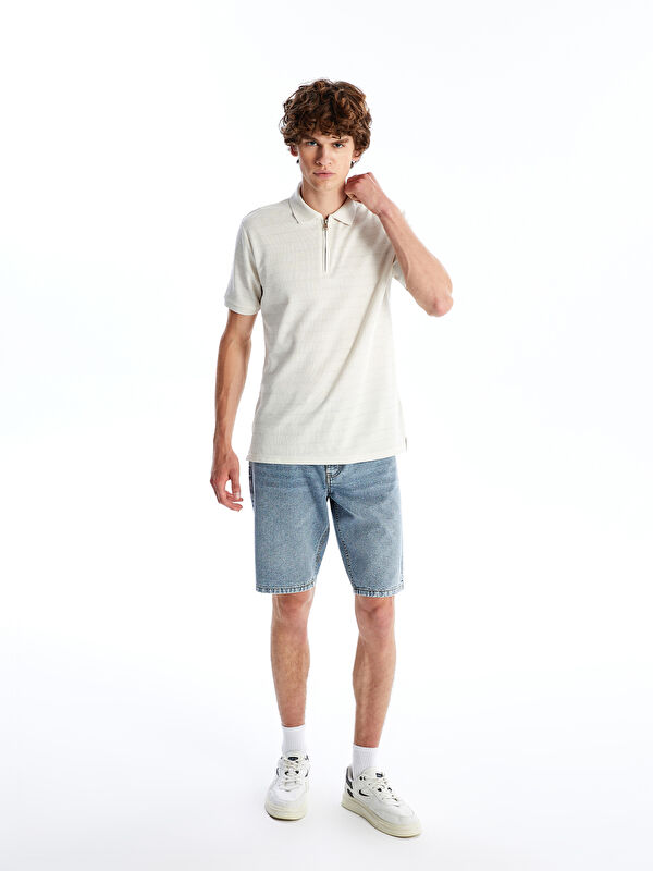 レベッカ　SP XSIDE Polo Neck Short Sleeve Pique Men's Textured T-Shirt