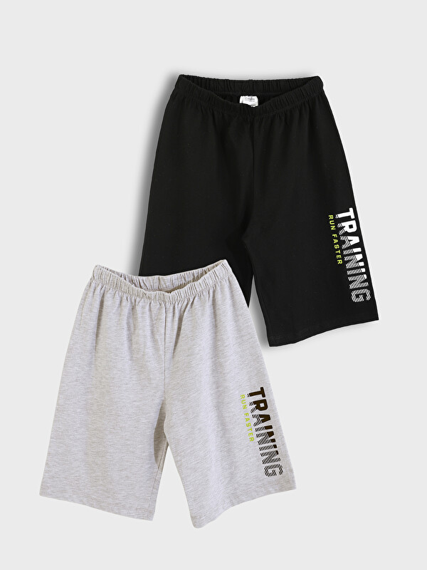 LCW Kids Beli Lastikli Baskılı Erkek Çocuk Pijama Şort 2'li