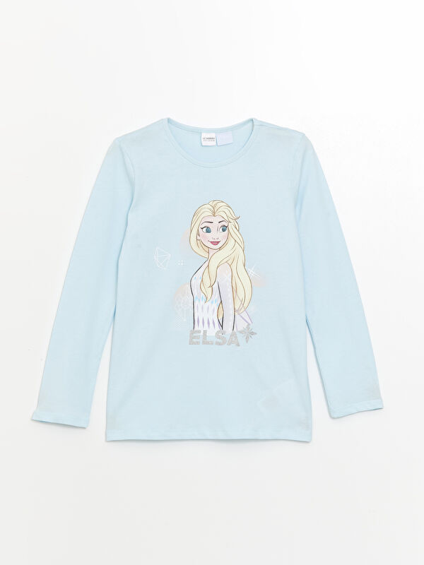 LCW Kids Bisiklet Yaka Elsa Baskılı Uzun Kollu Kız Çocuk Pijama Üst