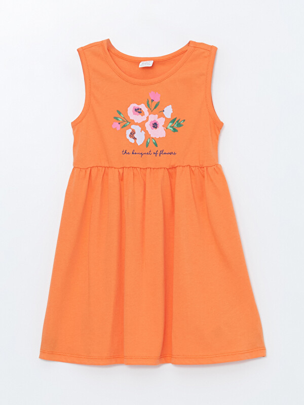 LCW Kids Robe en Jersey Imprimée pour Filles à Col Rond