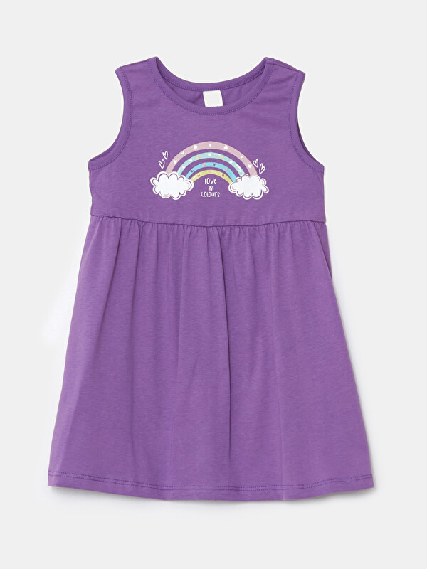 LCW Kids Crew Neck Printed Girls' Jersey Dress