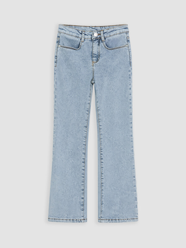 LCW Kids Beli Ayarlanabilir Lastikli Kız Çocuk Kargo Jean Pantolon