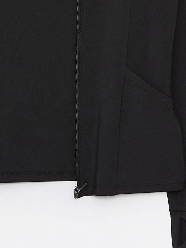 XSIDE Siyah Kadın Dik Yaka Düz Fermuarlı Sweatshirt - S47865Z8-CVL