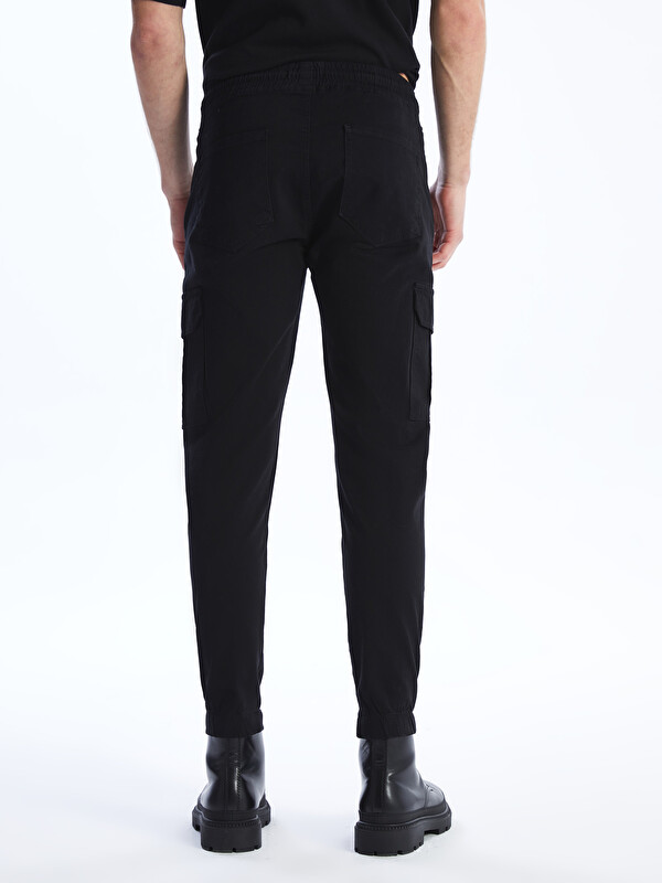 レッグウェア S.A.B XSIDE Siyah Slim Fit Gabardin Erkek Kargo Pantolon - S49473Z8-RQL