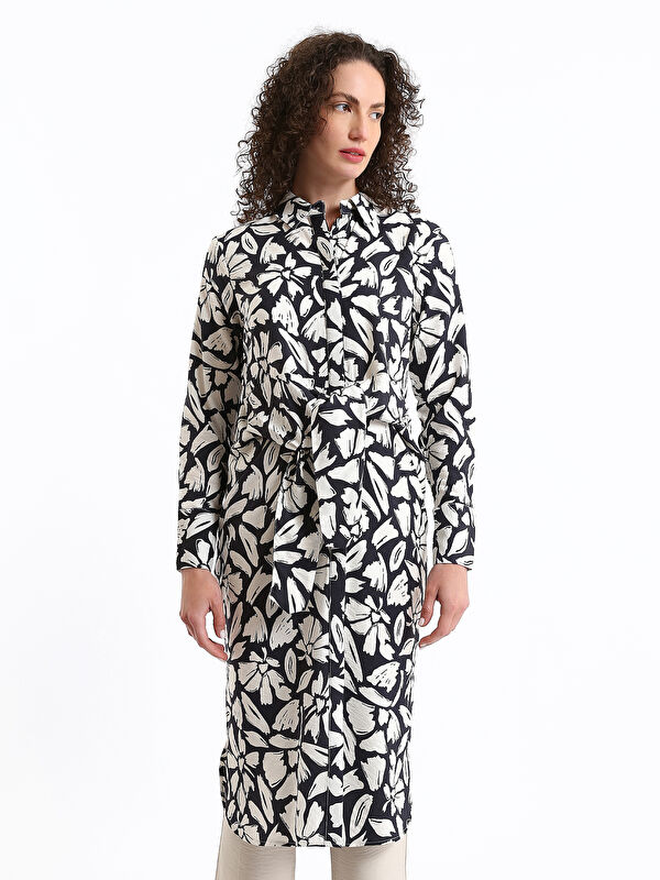LCW Modest Tunique à col de chemise à motifs à manches longues pour Femmes