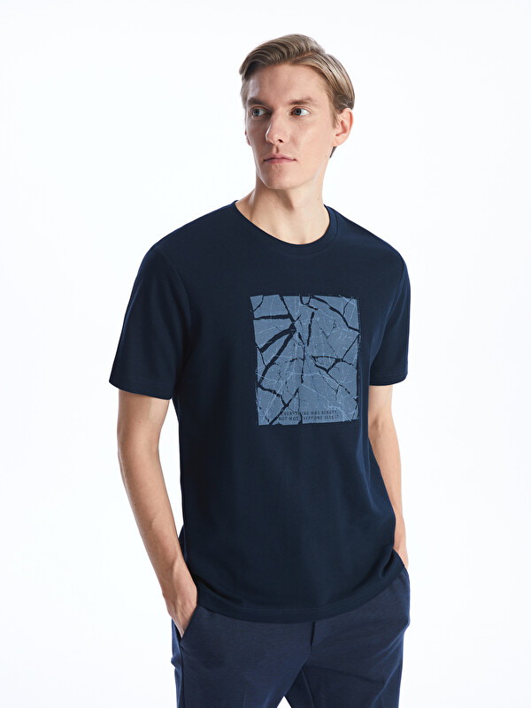 SOUTHBLUE Crew Neck Short Sleeve Printed Pique Men's T-Shirt