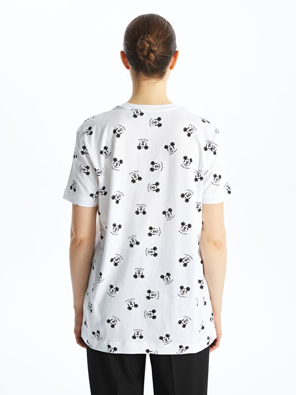 Crew Neck Mickey Mouse Printed Short Sleeve Women's Tunic