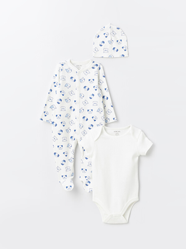 LCW baby Crew Neck Printed Baby Boys' 3-Pack Set