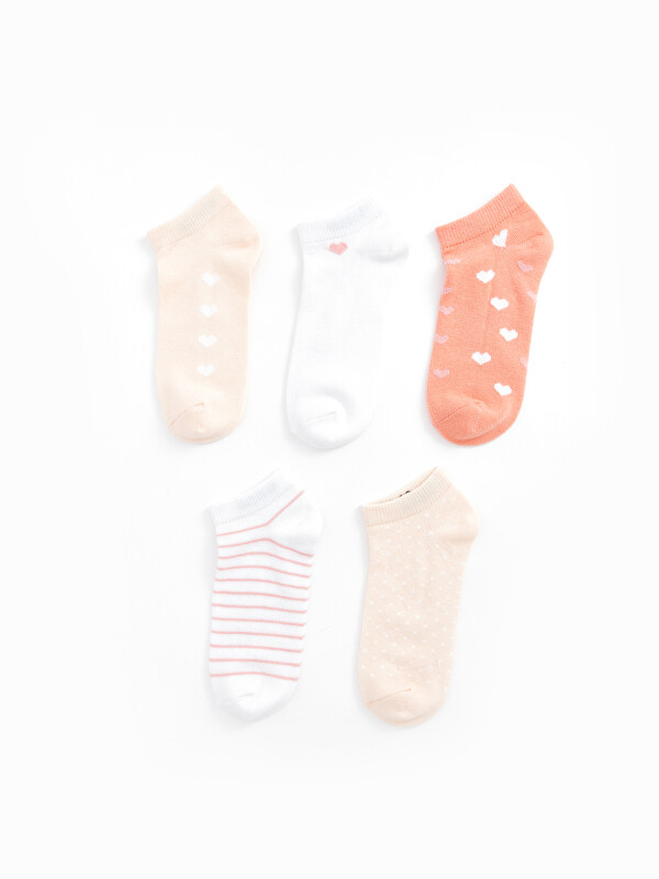 LCW Kids Patterned Girls' Trainer Socks 5 Pack