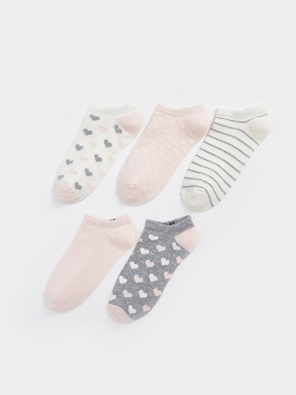 LCW Kids Patterned Girls' Trainer Socks 5 Pack