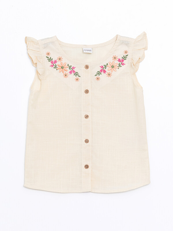 LCW Kids Crew Neck Floral Girls' Crop Blouse