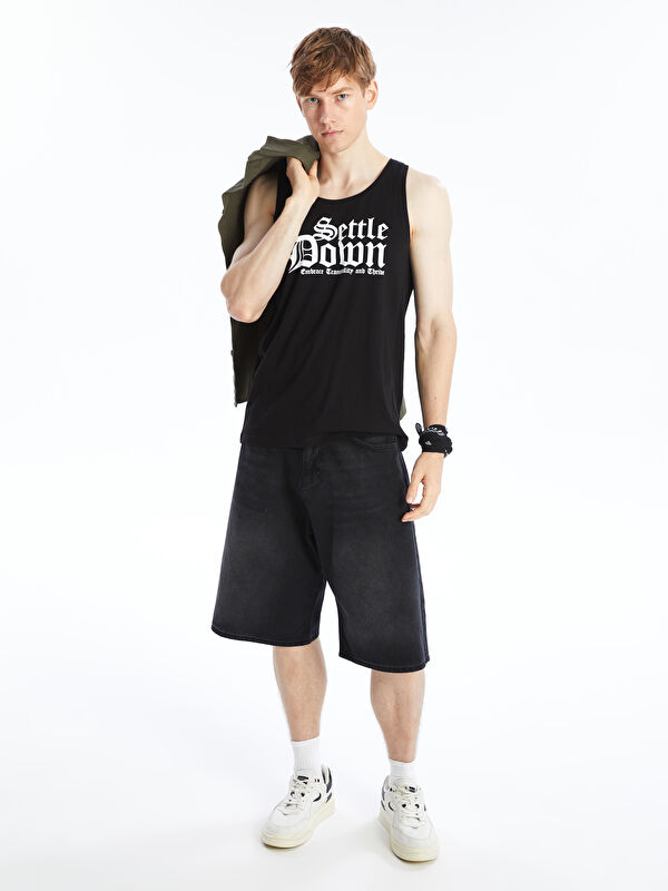 【限定品】 XSIDE Crew Neck Printed Men's Sleeveless T-Shirt -S4DG70Z8 サロペット・オーバーオール・オールインワン