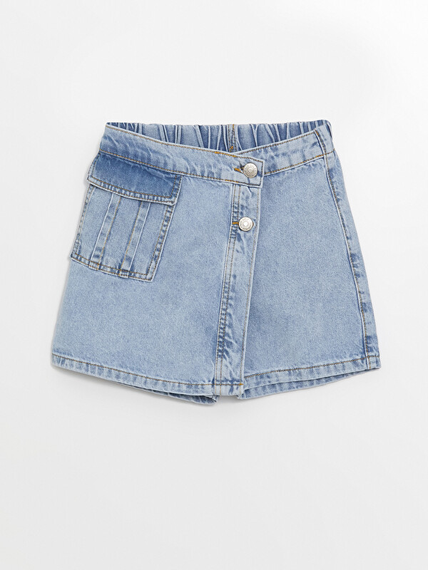 LCW Kids Beli Lastikli Kız Çocuk Jean Etek
