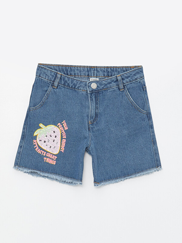 LCW Kids Embroidered Girls' Denim Shorts