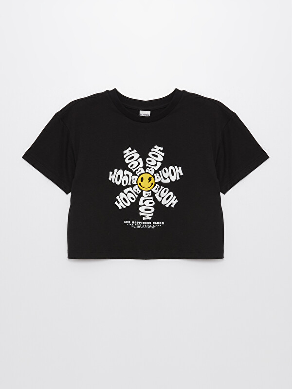 LCW Kids Crew Neck Printed Short Sleeve Girls' T-Shirt