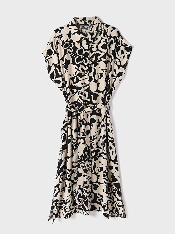LCWAIKIKI Classic Robe Chemise Florale à Manches Courtes pour Femmes