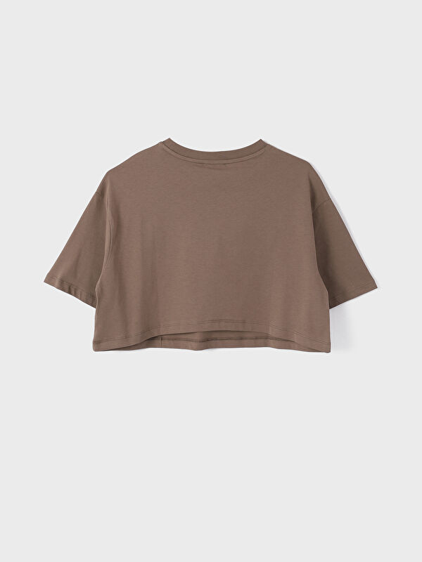 XSIDE Crew Neck Plain Short Sleeve Women's Crop -S4FJ28Z8