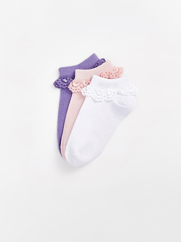 LCW baby Embroidered Baby Girls' Trainer Socks 3-packs