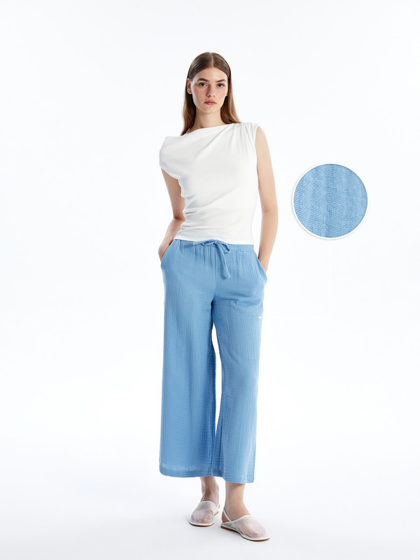 LCW Modest سروال نسائي موسلين بخصر مطاطي ومريح